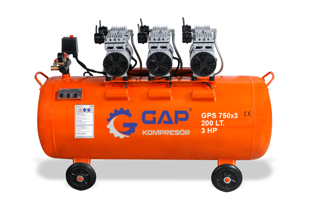 GPS 750x3/200 - 200 Lt Sessiz ve Yağsız Hava Kompresörü