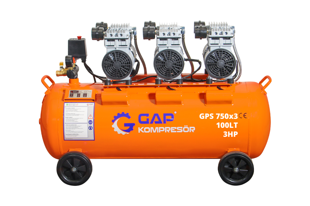 GPS 750x3 - 100 Lt Sessiz ve Yağsız Hava Kompresörü