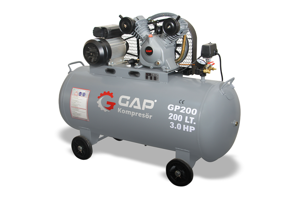 GP200 - 200 Lt 2 Kafa 8 Bar 3 Hp Pistonlu Hava Kompresörü - Görsel 2