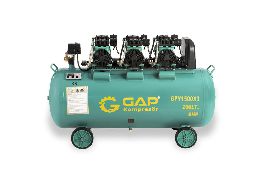 GPY 1500x3/200 - 200 Lt Yüksek Emişli Yağsız Teknoloji Hava Kompresörü
