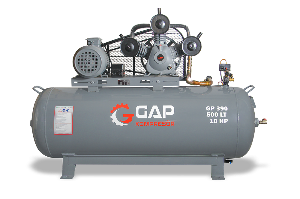 GP 390 - 500 Lt 3 Kafa 8 Bar 10 Hp Pistonlu Hava Kompresörü