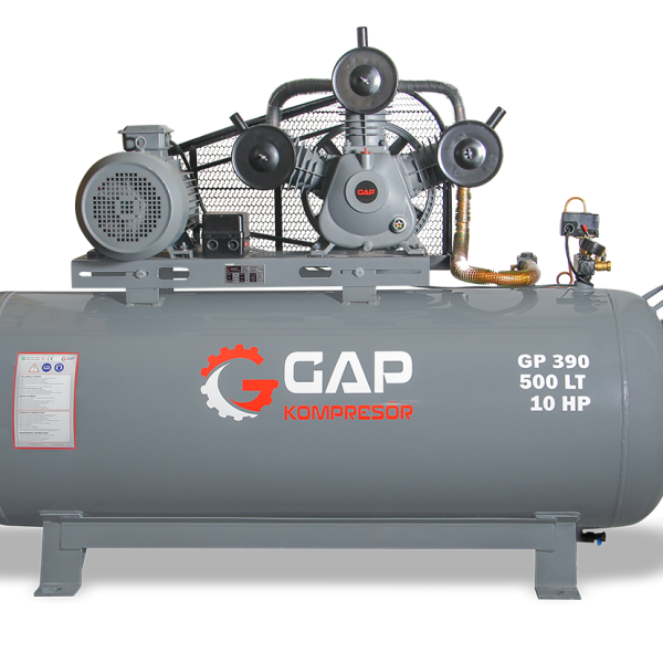 GP 390 - 500 Lt 3 Kafa 8 Bar 10 Hp Pistonlu Hava Kompresörü
