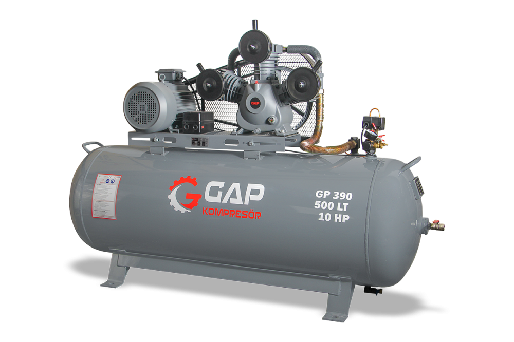 GP 390 - 500 Lt 3 Kafa 8 Bar 10 Hp Pistonlu Hava Kompresörü - Görsel 2