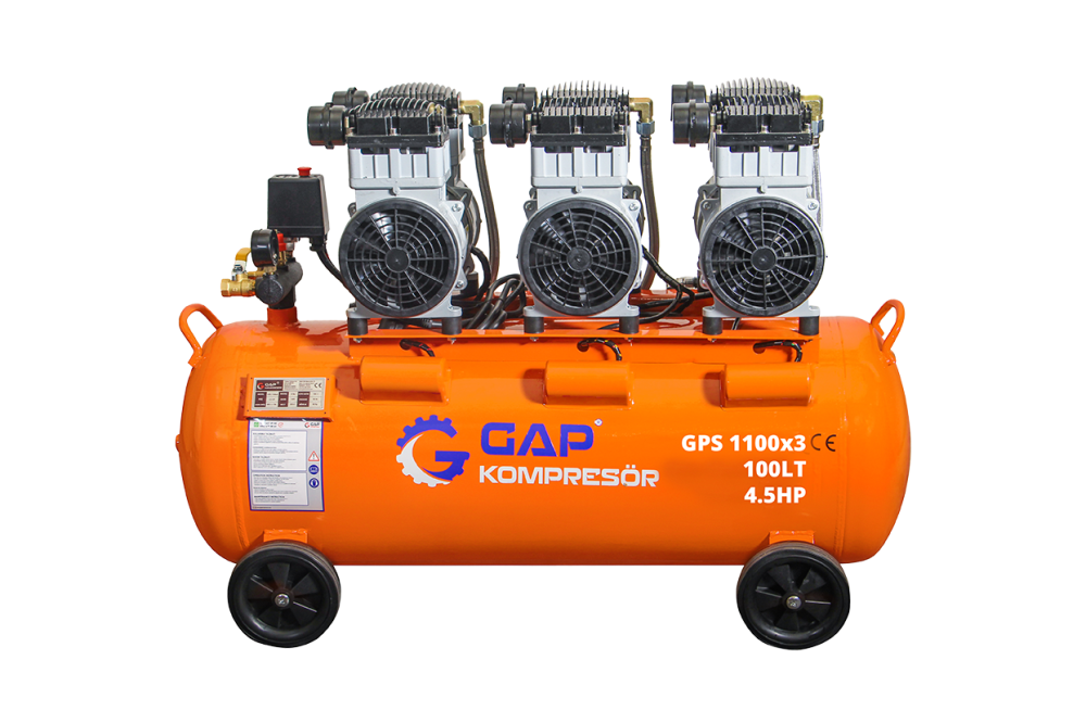 GPS 1100x3 - 100 Lt Sessiz ve Yağsız Hava Kompresörü
